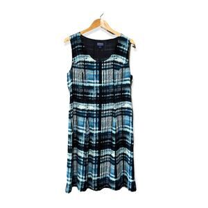 Pendleton Dress Size 12 Sleeveless Sheath Blue Check